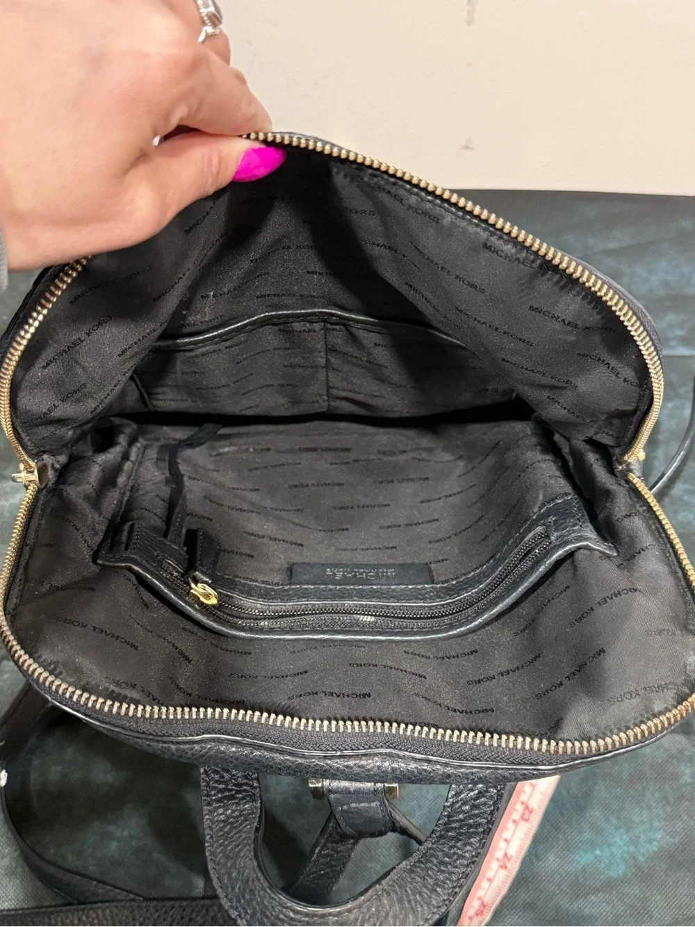 🔥Michael Kors Black Leather Backpack with Gold Hardware Accents EC🔥